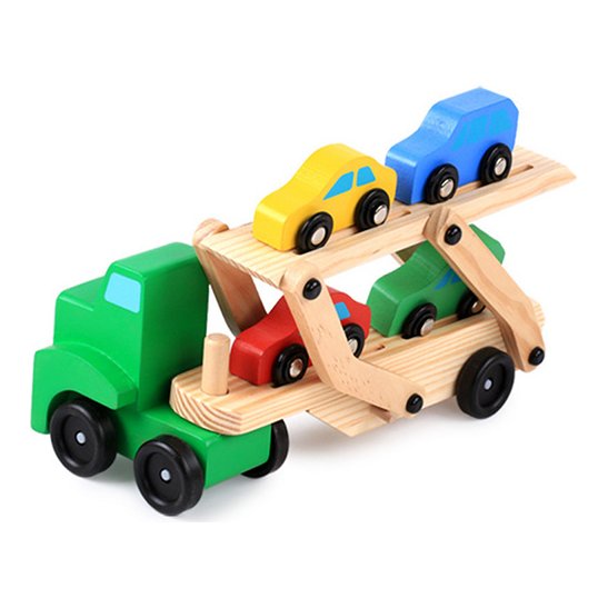משאית מעץ עם 4 מכוניות, מונטסורי