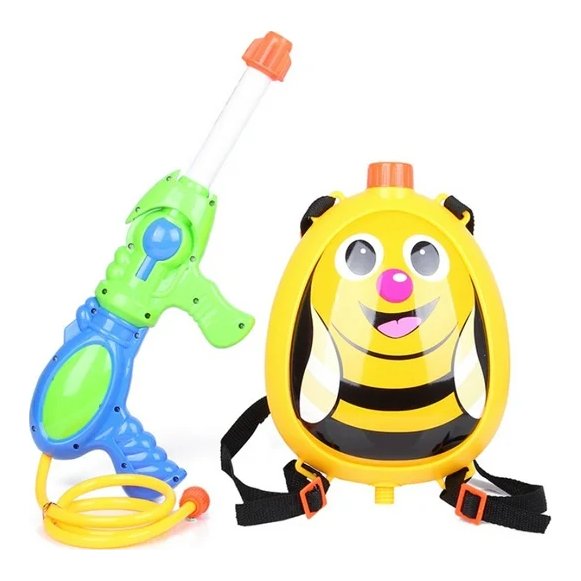 רובה מים לילדים עם מיכל גב 5 ליטר, משאבת יד לסילון חזק ולמרחק, מיכל בעיצוב דבורה נלבש על הגב, צעצוע קיץ לקרבות מים בחצר ובבריכה.
