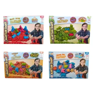 ערכת חול קינטי נוצץ לילדים - 500 גרם עם תבניות