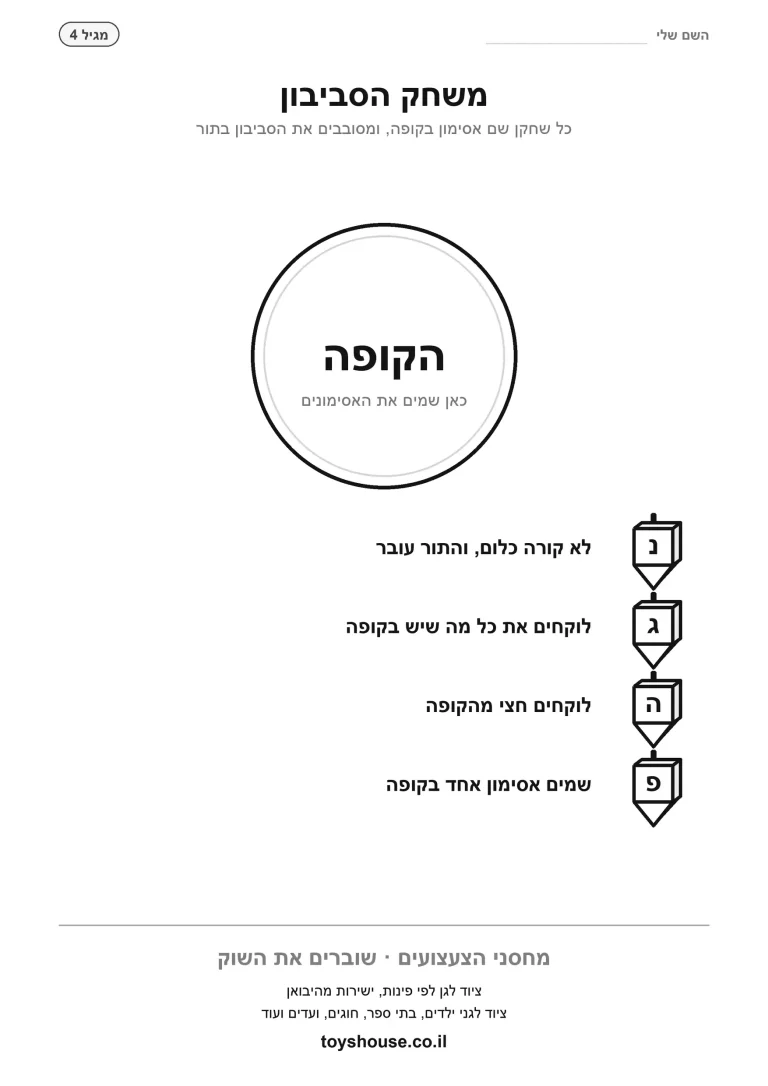 לוח משחק הסביבון עם החוקים